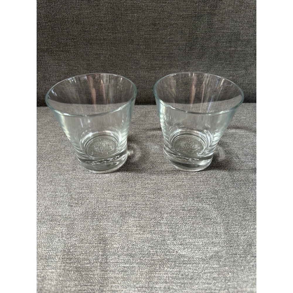 Crown Royal (SET OF 2) Heavy Glasses w/ Logo in the Thick Base - Made in Italy